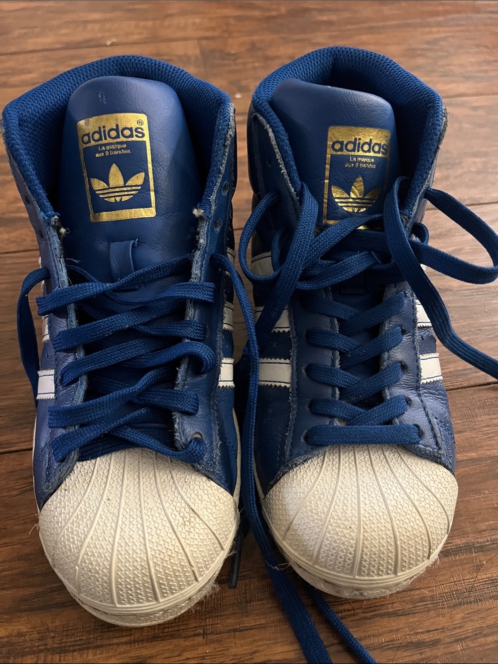 adidas original Pro model Blue & White High-Top Sneakers kids size 3.5